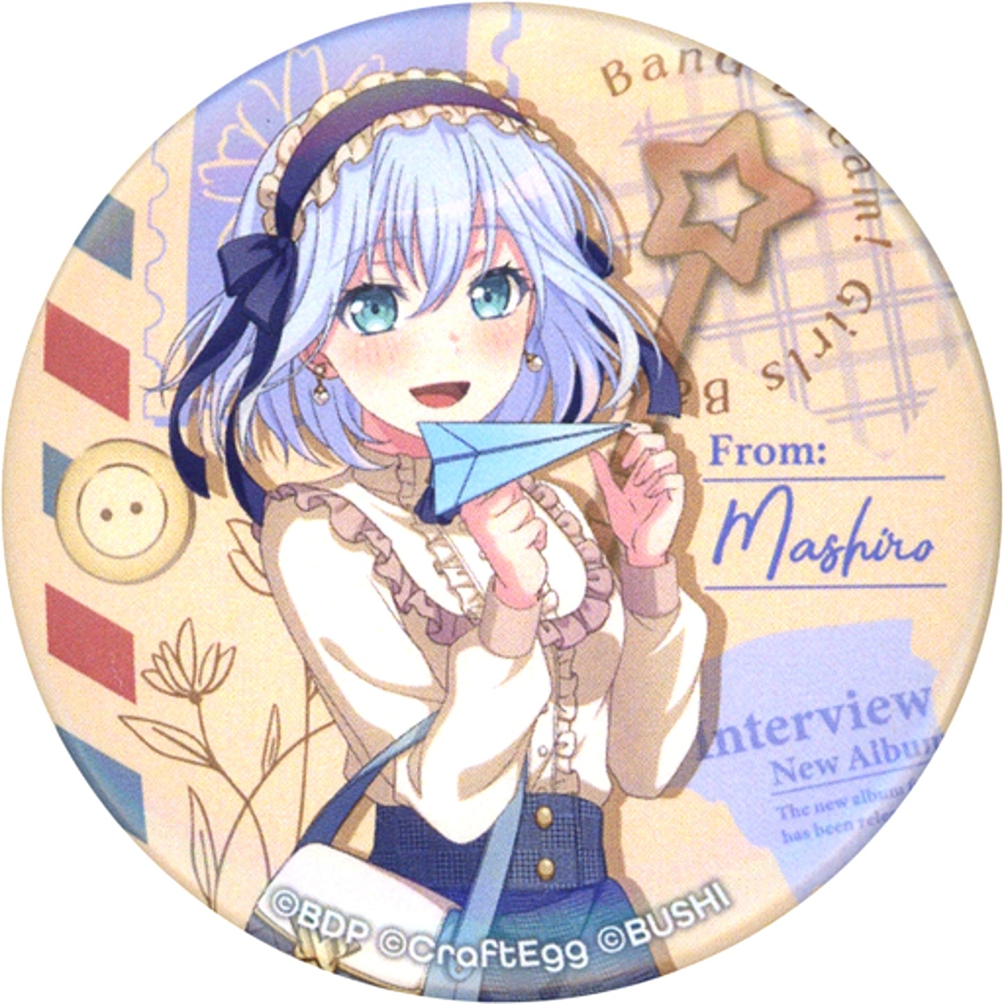 Mashiro Kurata BanG Dream! Normal ver. Garupa Super Large Update Commemoration! Girls Band Party! x Animate Spring Celebration Trading Button Letter ver. [USED]
