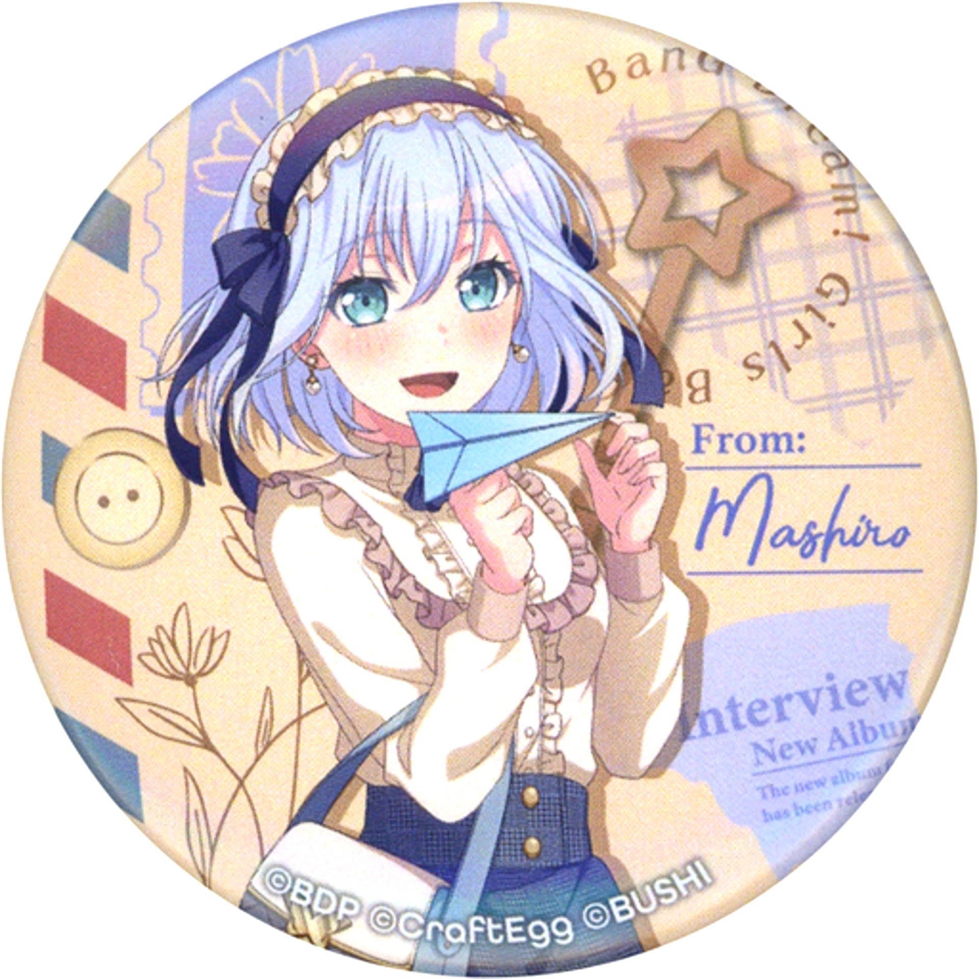 Mashiro Kurata BanG Dream! Normal ver. Garupa Super Large Update Commemoration! Girls Band Party! x Animate Spring Celebration Trading Button Letter ver. [USED]