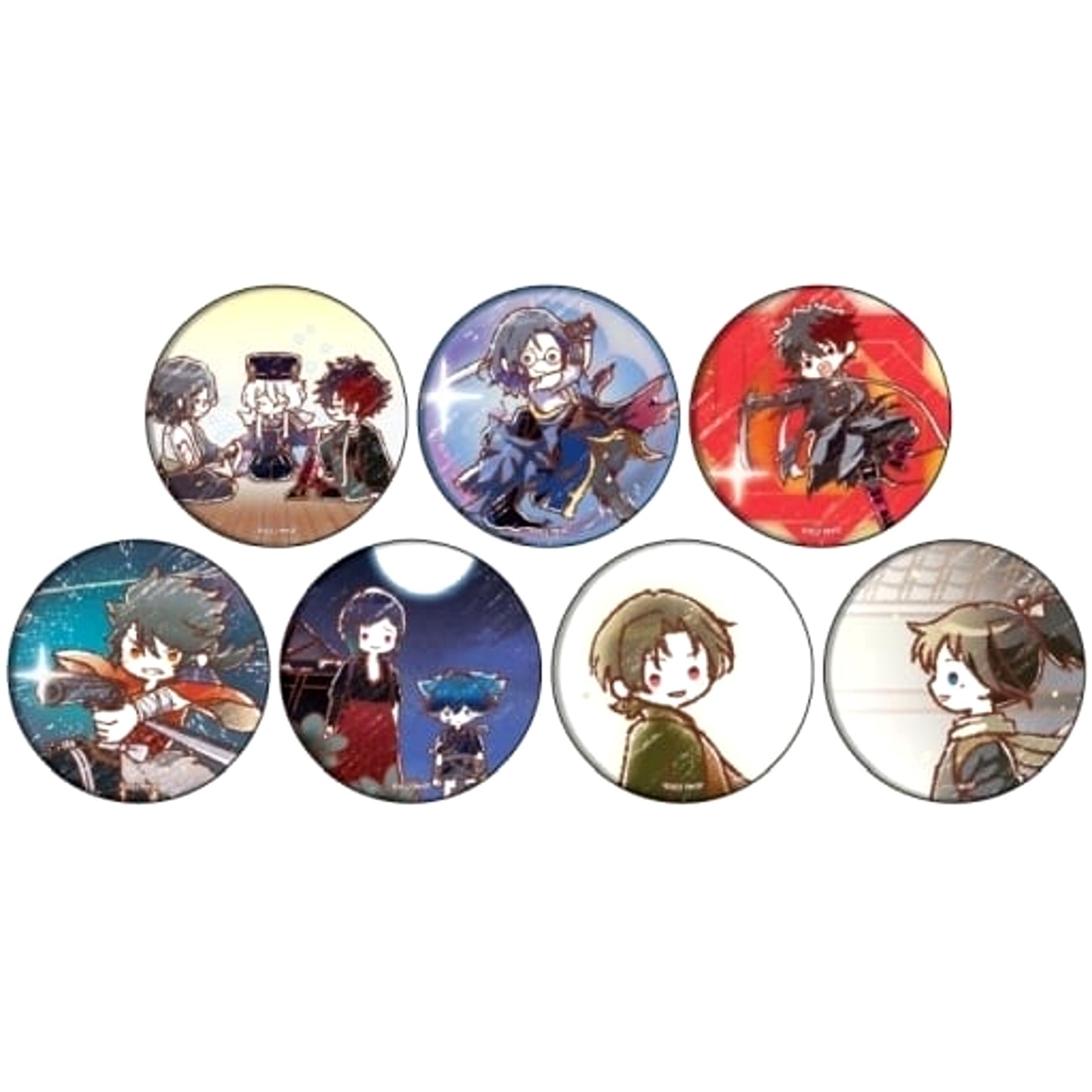 Toku: Touken Ranbu Hanamaru Setsugetsuka Hizen Tadahiro & Others Can Badge 03.Graph Art Illust All 7 Types Set Buttons [USED]