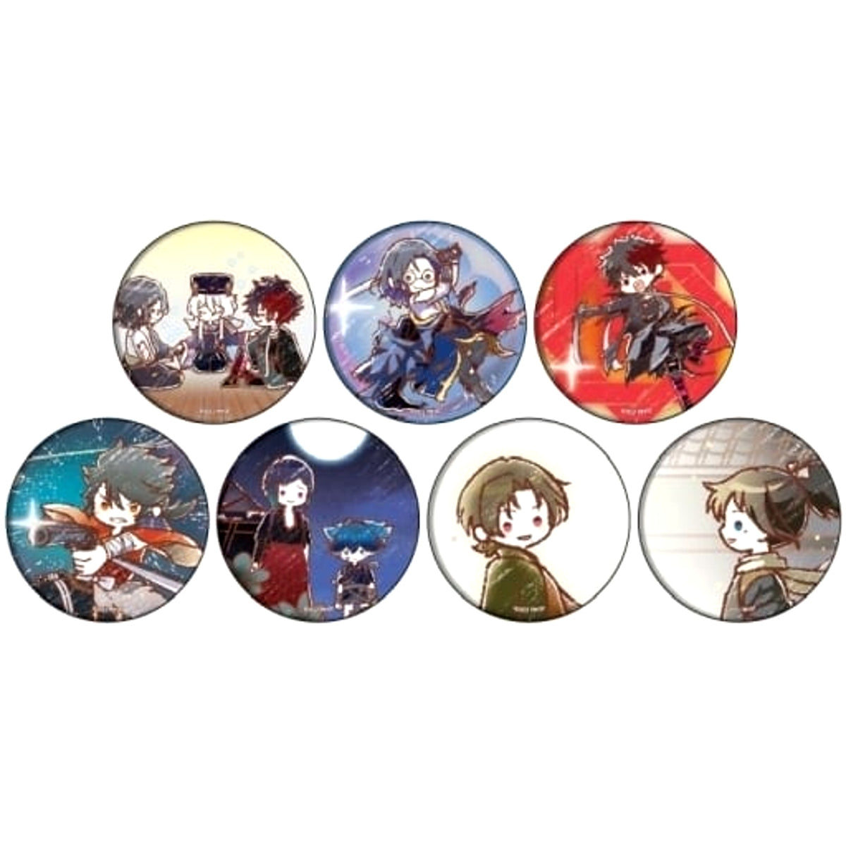 Toku: Touken Ranbu Hanamaru Setsugetsuka Hizen Tadahiro & Others Can Badge 03.Graph Art Illust All 7 Types Set Buttons [USED]