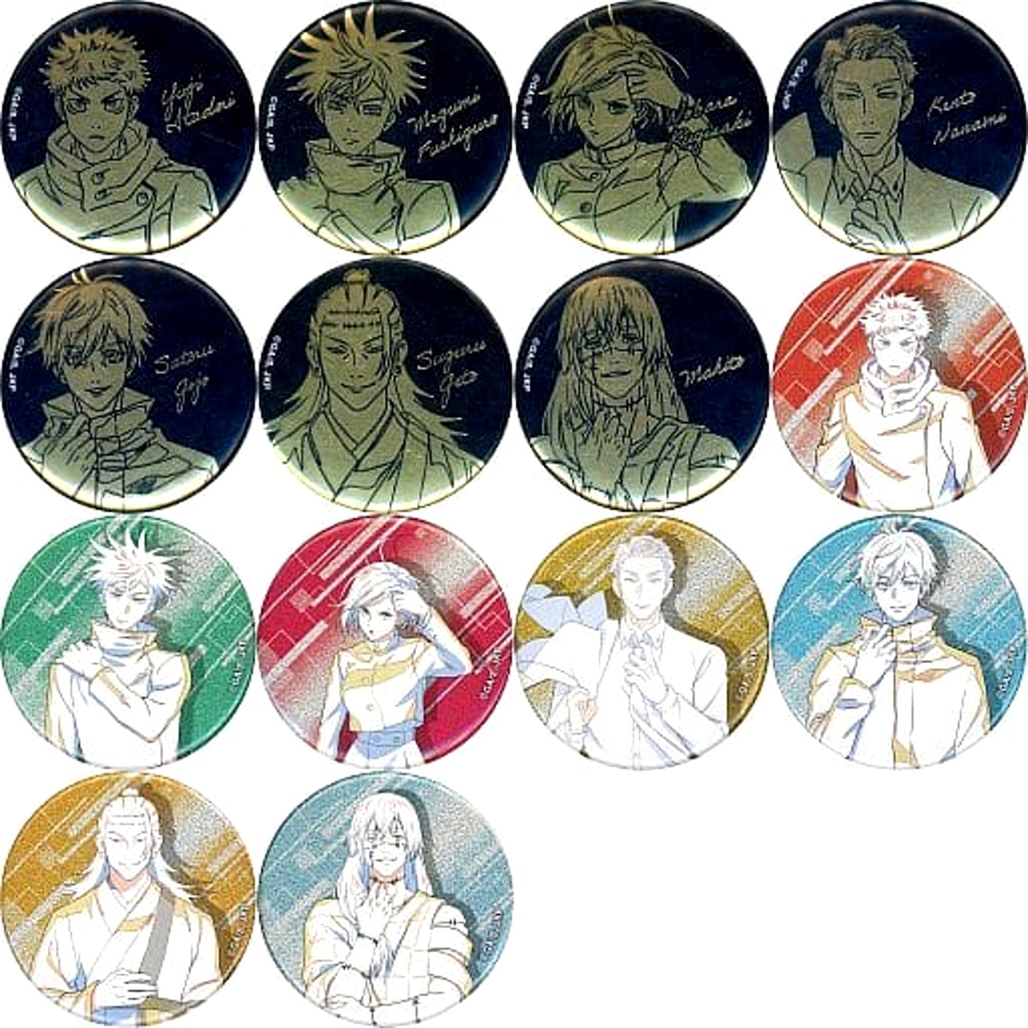 Megumi Fushiguro & Others Jujutsu Kaisen All 14 Types Set Random Button Face Adversit!! Foil Stamping & Line Drawing Glitter Ver. Plaza in Loft Limited [USED]