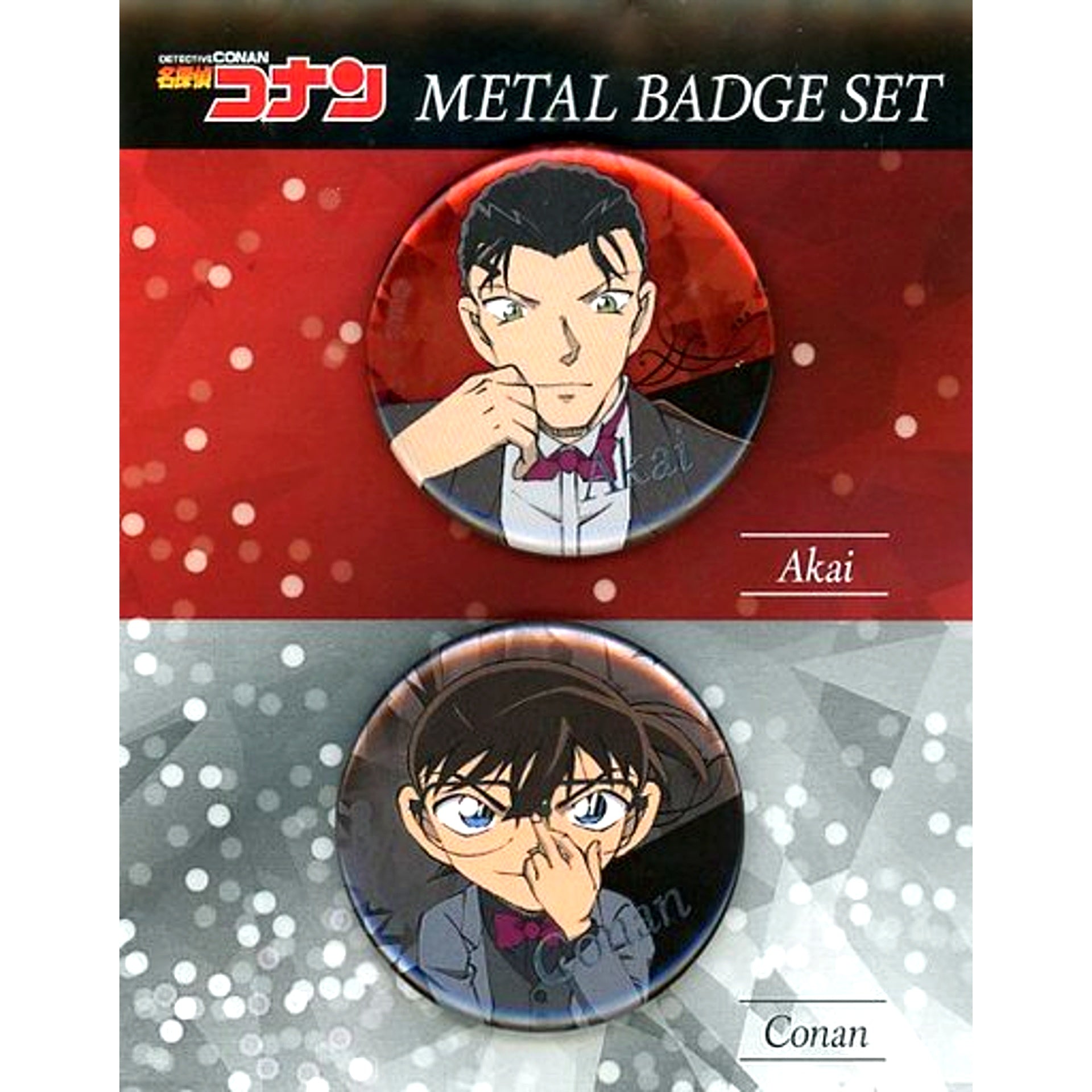 Conan Edogawa & Shuichi Akai Detective Conan Plaza Metal Button Set [USED]