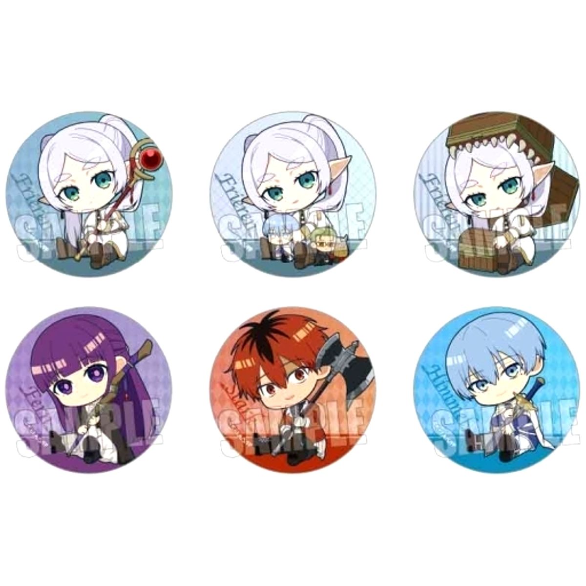 Set of 6 Frieren: Beyond Journey's End Gyugyutto Trading Button [USED]