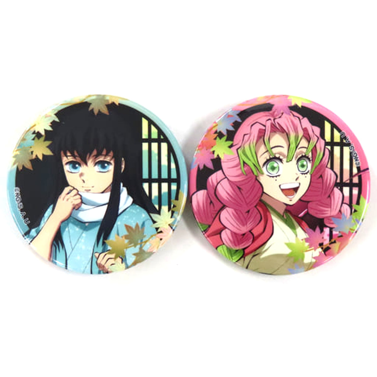 Demon Slayer: Kimetsu no Yaiba Muichirou Tokitou Mitsuri Kanroji Can Badge Set Kyoto International Manga Anime Fair 2023 Kyomaf Limited Set of 2 Buttons [USED]