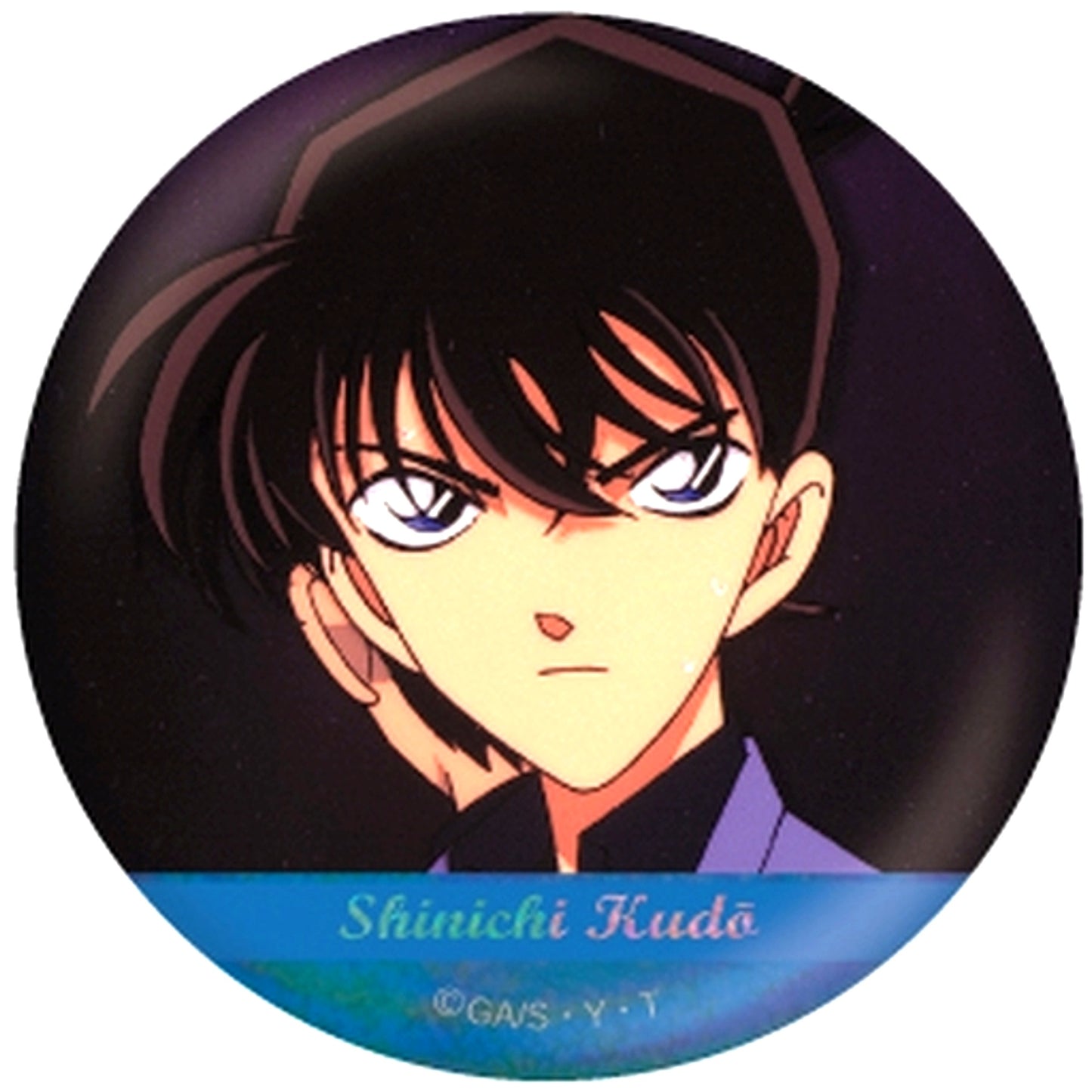 3. Shinichi Kudo Detective Conan Scene Shot Trading Hologram Button [USED]