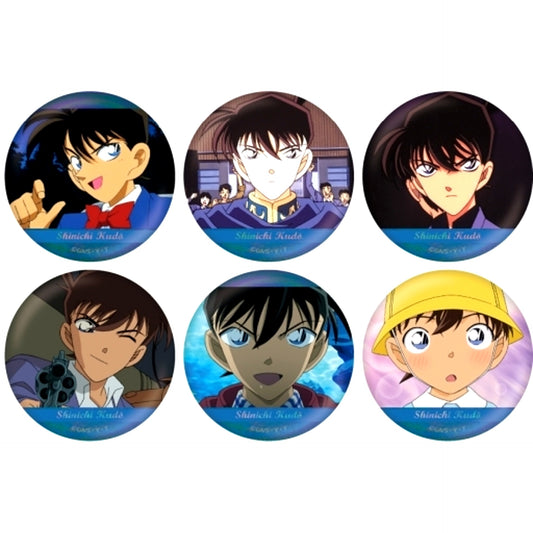 Set of 6 Shinichi Kudo Detective Conan Scene Shot Trading Hologram Button [USED]