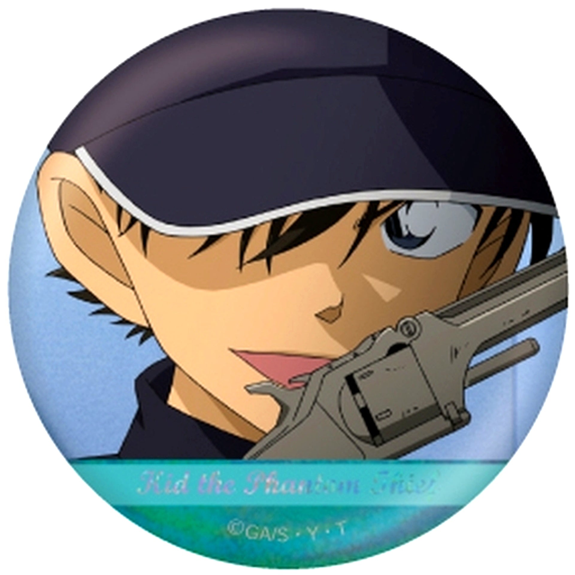4. Kaito Kid Detective Conan Scene Shot Trading Hologram Button [USED]