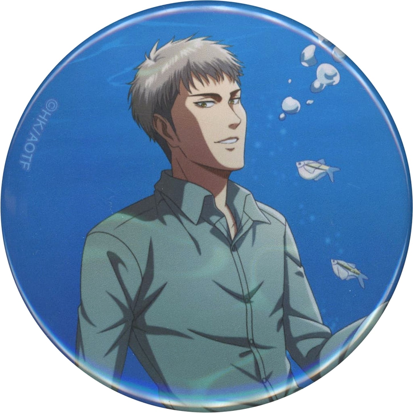 Attack on Titan Jean Kirstein Waist Up Newly Drawn Illustration Underwater Floating Ver. Trading Can Badge Kawasui Kawasaki Aquarium: Kyojin Hisomu Mizube o Chosa Seyo Limited Buttons [USED]