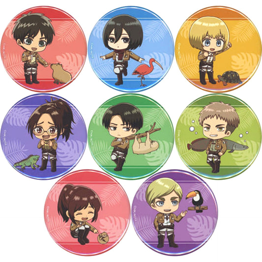 Attack on Titan Ellen Yeager & Others Trading Chibi Character Can Badge Kawasaki Aquarium Kyojin Hisomu Mizube o Chosaseyo Limited All 8 Types Set Buttons [USED]