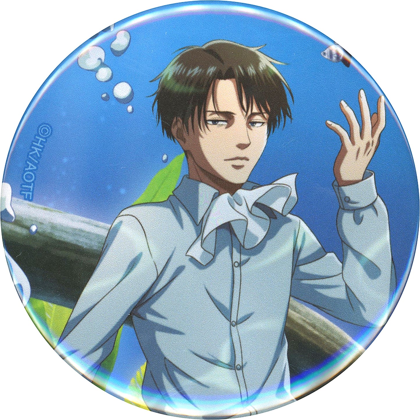 Levi Ackerman - Waist Up Attack on Titan x Kawasui Kawasaki Aquarium Investigate the Waterside Where Titans Lurk Newly Drawn Illustration Floating in Water Ver. Trading Badge [USED]