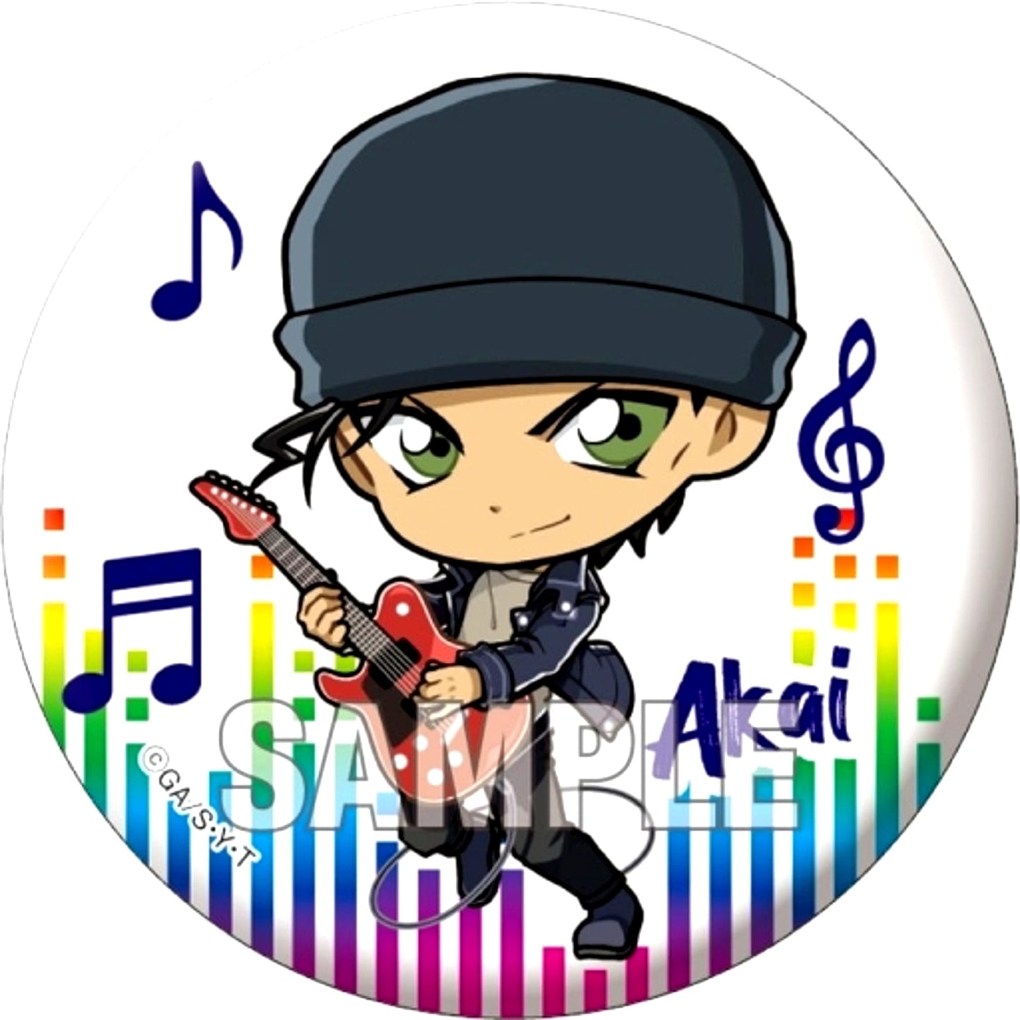 Shuichi Akai Detective Conan Trading Button Music Super Deformed [USED]