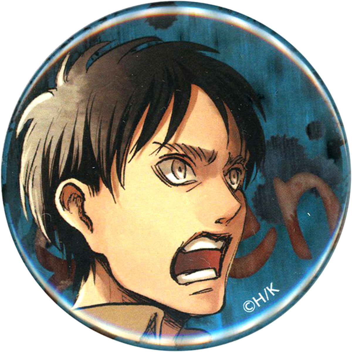 Eren Yeager Blue Right Facing Open Mouth Attack on Titan x hexaRide Color Visual Button [USED]