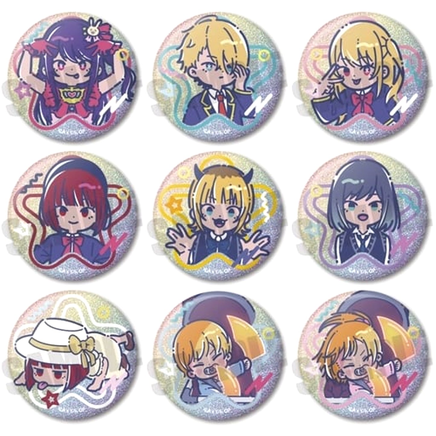 Oshi No Ko Akane Kurokawa & Others Retopop Glitter Can Badge All 9 Types Set Buttons [USED]