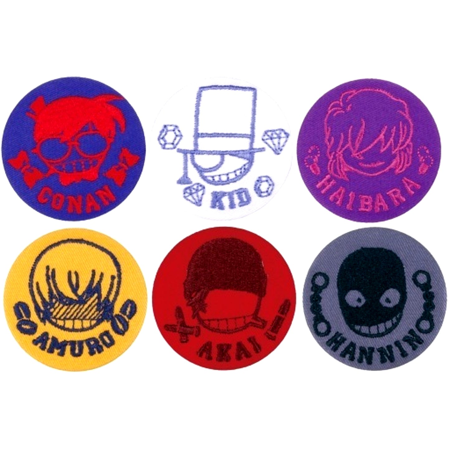 Set of 6 Detective Conan Embroidery Badge Collection [USED]