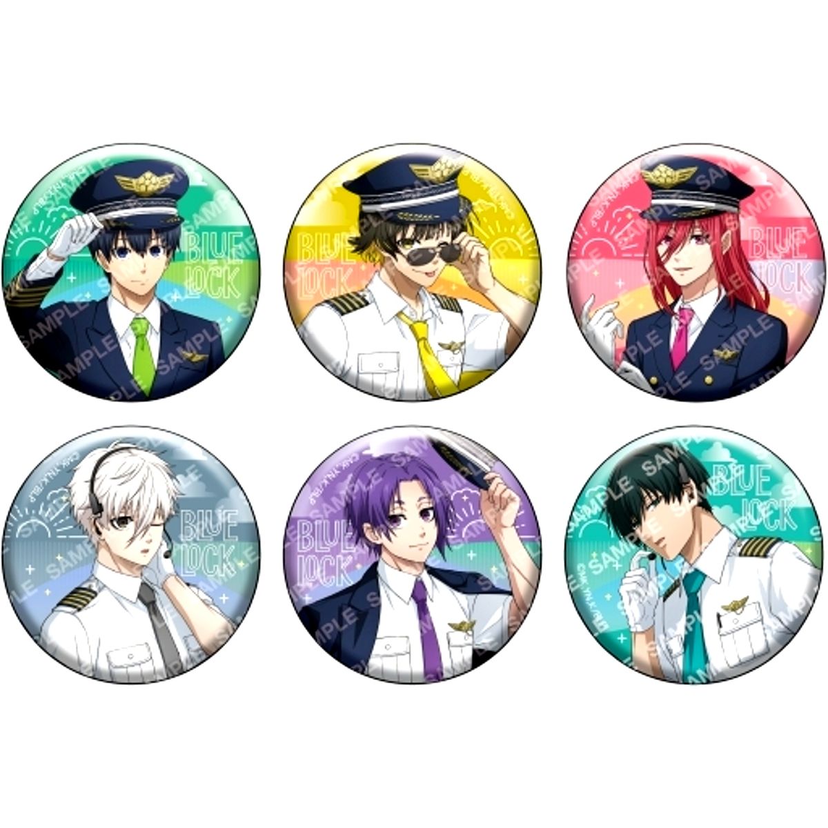 Set of 6 Blue Lock Full Color Button Collection Pilot [USED]