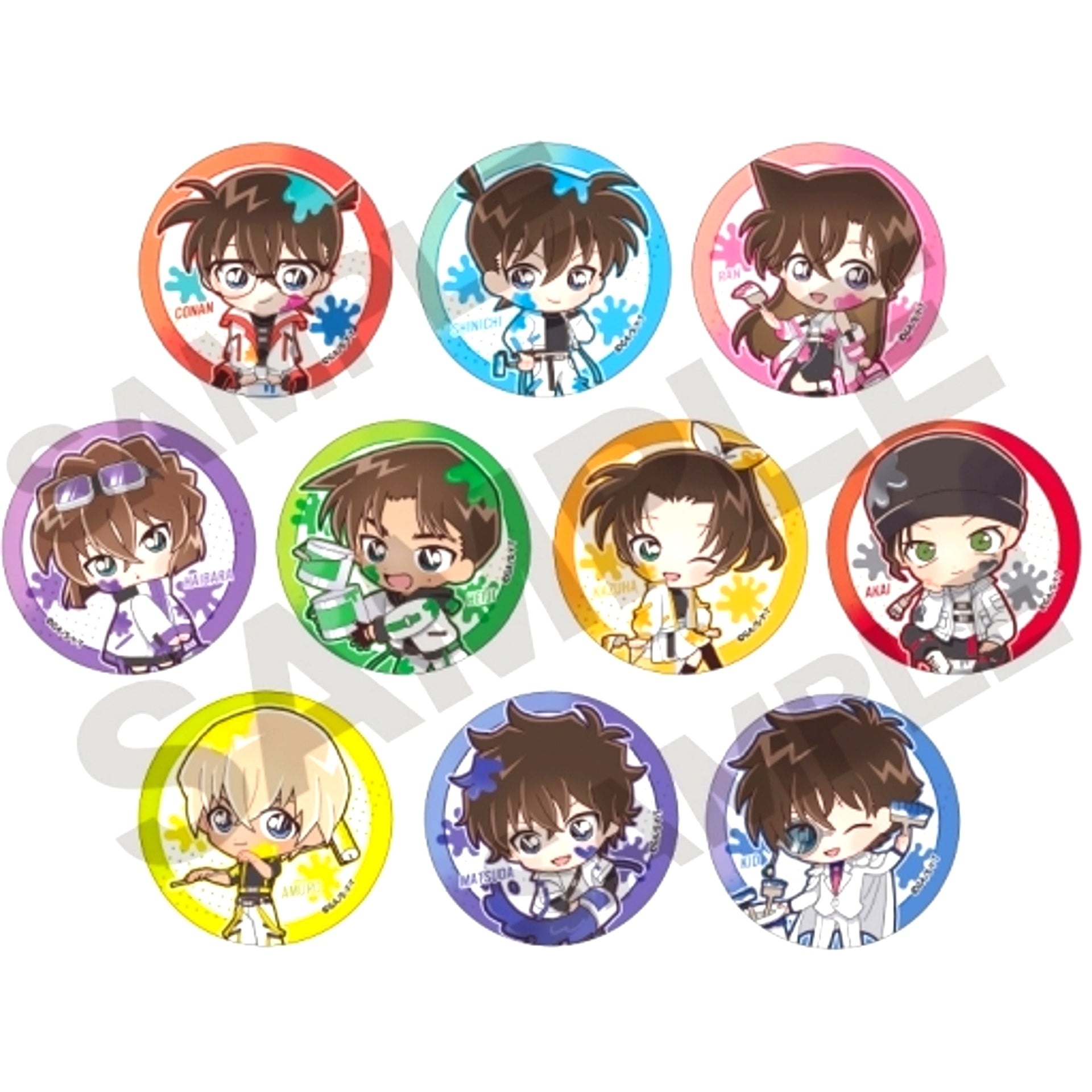 Set of 10 Detective Conan Trading Button Paint [USED]