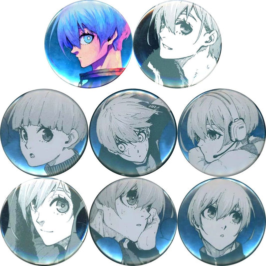 Set of 8 Yo Hiori Blue Lock BLUE LOCK Exhibition Chara Badge Collection Button [USED]