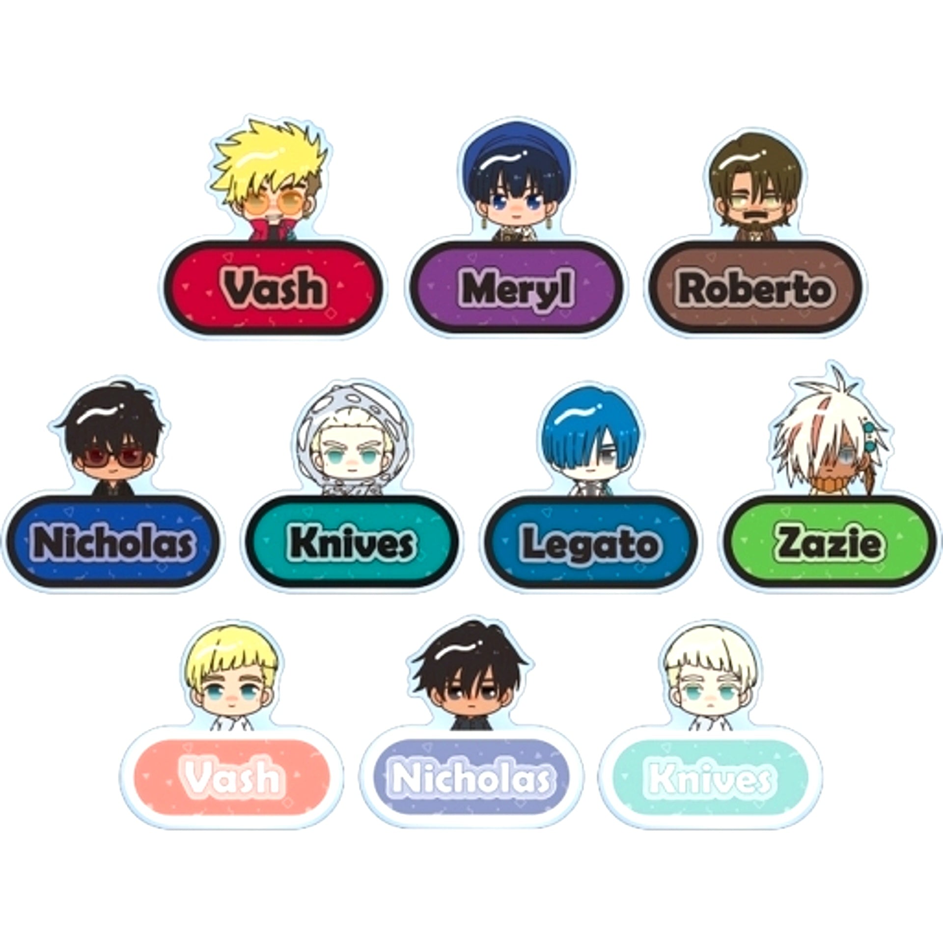 Set of 10 Trigun Stampede Trading Chokonto Acrylic Name Plate [USED]
