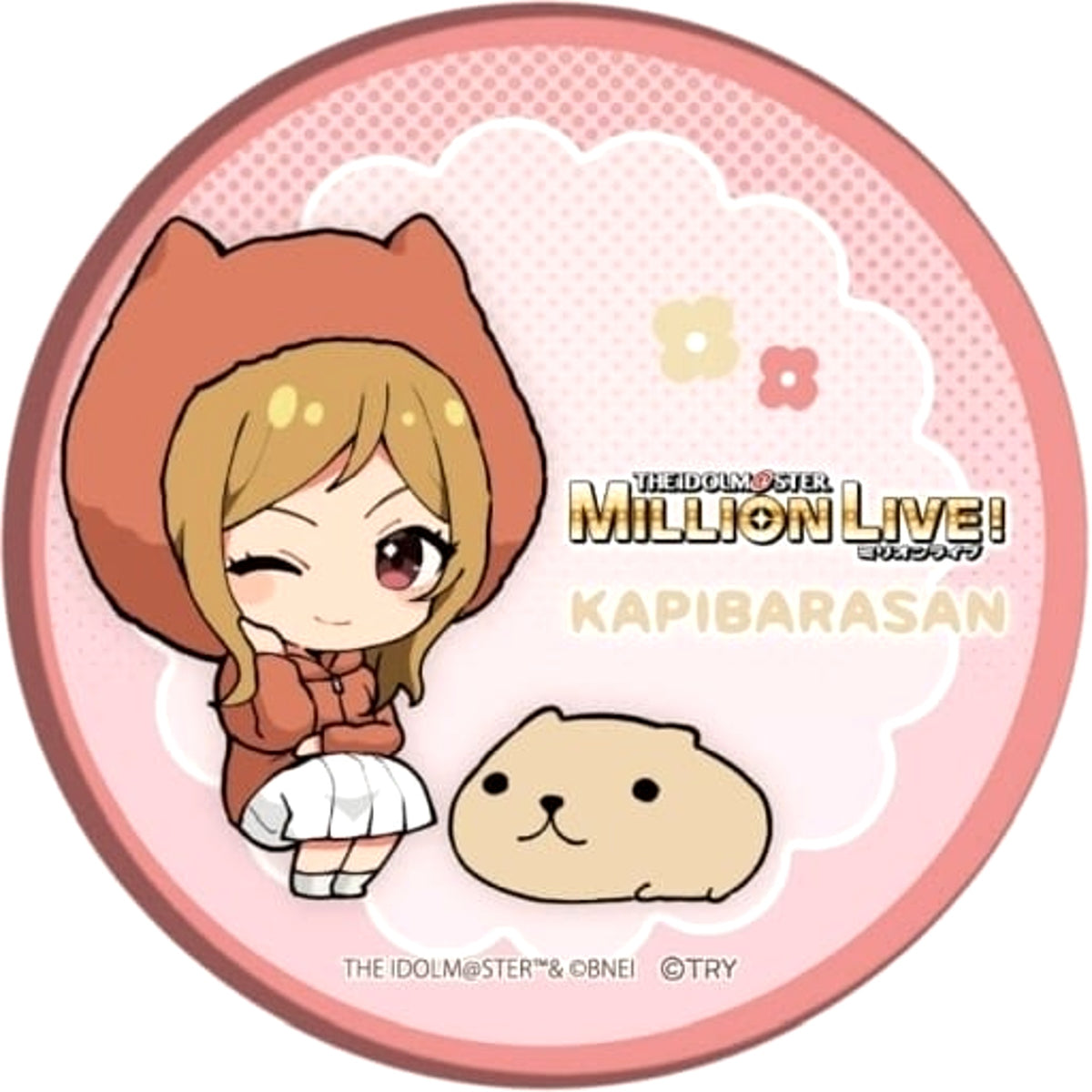 THE IDOLM@STER Million Live! X Kapibarasan Monose Rio Can Badge 01 Mini Character Illustration Buttons [USED]