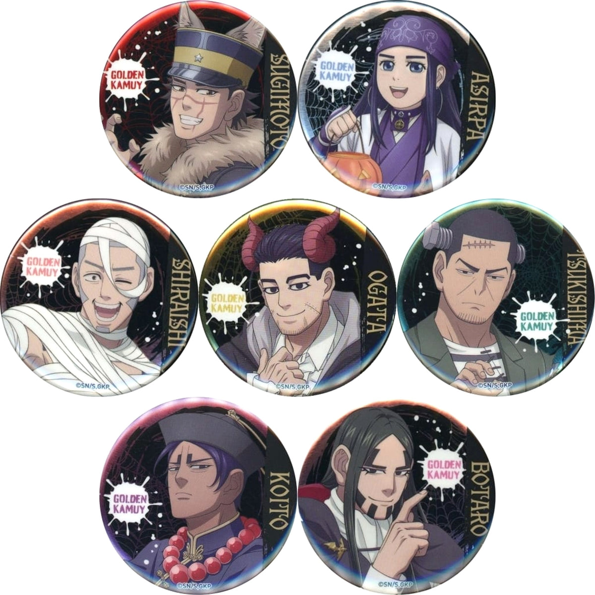 Golden Kamuy Hyakunosuke Ogata & Others Autumn Harvest Festival Trading Can Badge Lawson Store 100 Limited All 7 Types Set Buttons [USED]