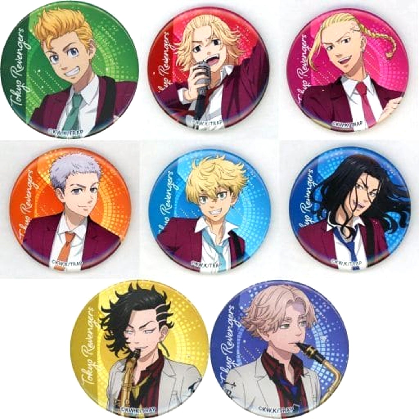 Keisuke Baji & Others Tokyo Revengers All 8 Types Set Band Style Button [USED]