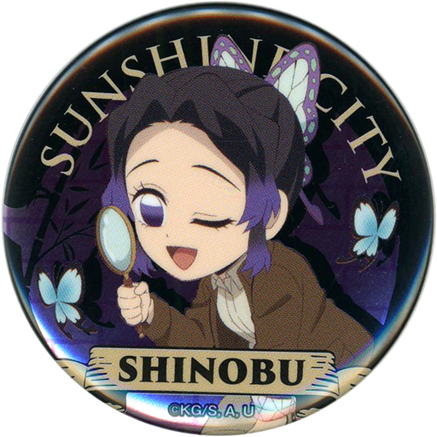 Shinobu Kocho Demon Slayer: Kimetsu no Yaiba Trading Metallic Button x Sunshine City Total Concentration! Sun Urban Legend Chapter 2 Sunshine 60 Observatory SKY CIRCUS Ltd [USED]