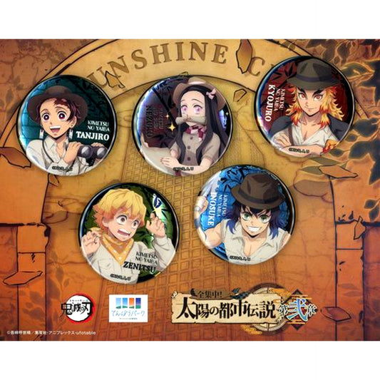 Set of 5 Group Demon Slayer: Kimetsu no Yaiba Metallic Button Set x Sunshine City Total Concentration! Sun Urban Legend Chapter 2 Sky General Store Tenbou Park Ltd 1st Half [USED]