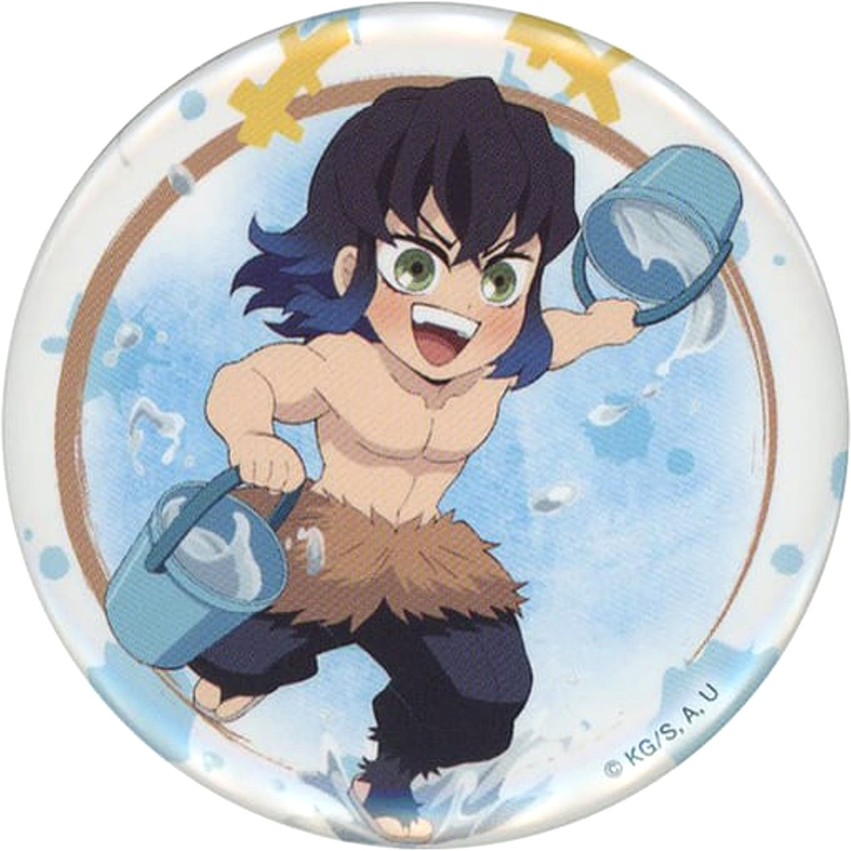Demon Slayer: Kimetsu no Yaiba Inosuke Hashibira Normal Trading Can Badge Toei Uzumasa Eigamura Kyoto no Oshigoto 4: Summer Special Water Training Limited Buttons [USED]