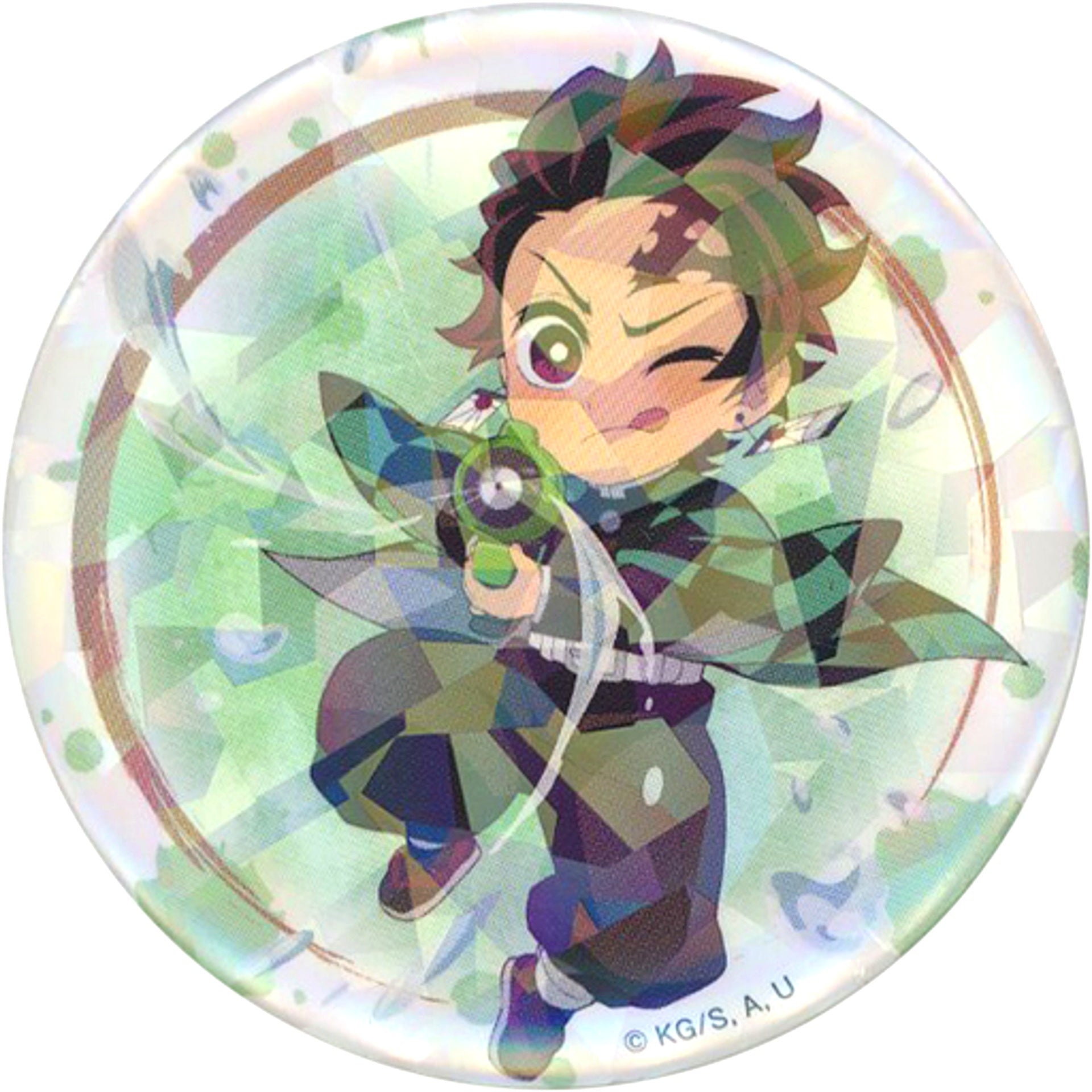 Tanjiro Kamado Holo Demon Slayer: Kimetsu no Yaiba Trading Button x Toei Kyoto Studio Park Kyo no Oshigoto 4 Natsu no Tokubetsu Suiren [USED]