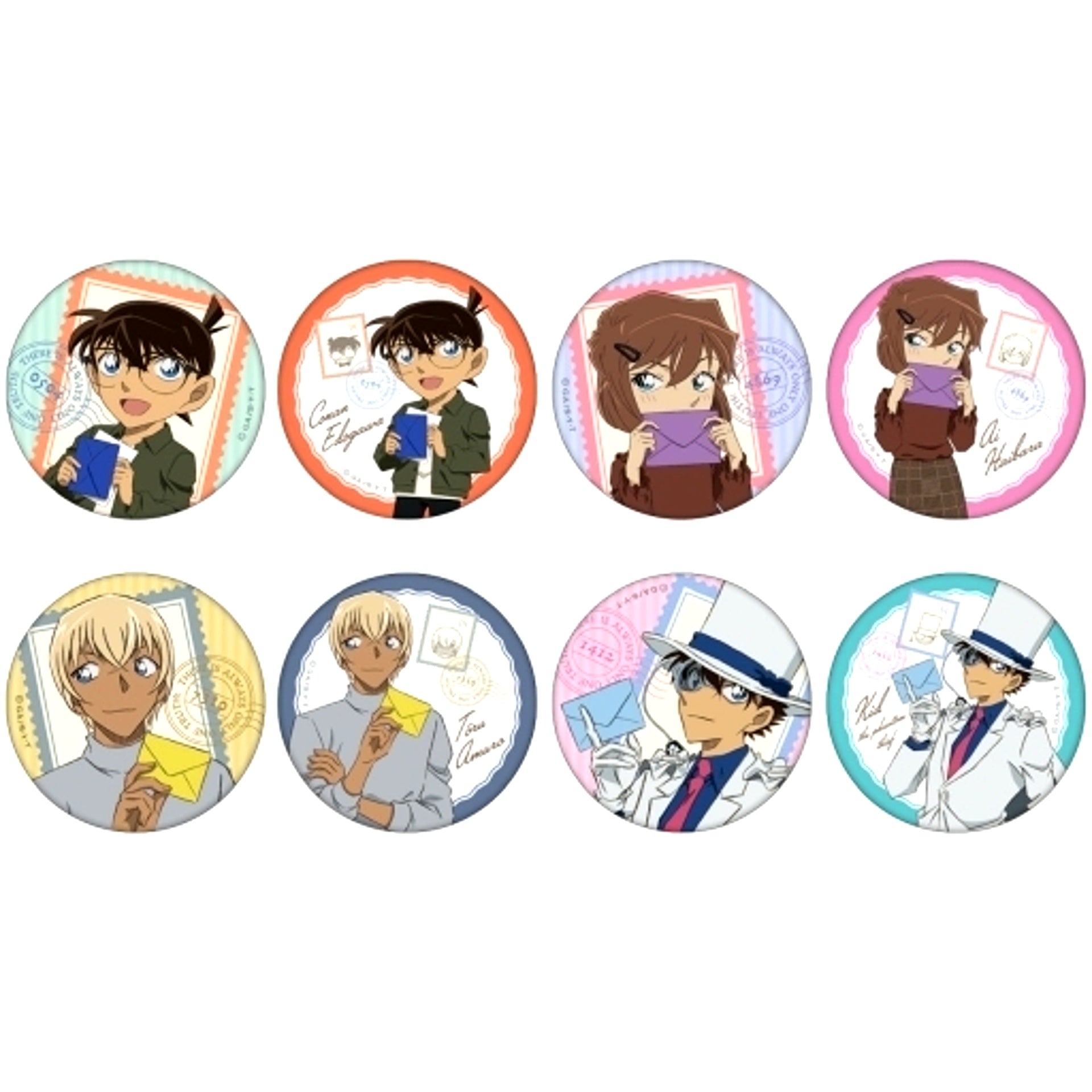 Set of 8 Detective Conan Button Collection Letter Series [USED]