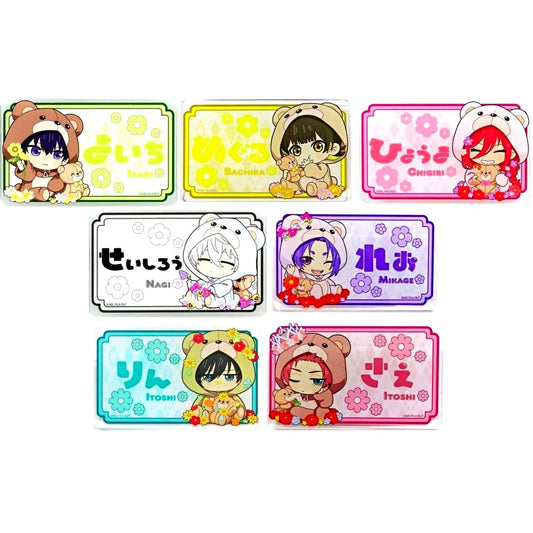 Set of 7 Blue Lock x CHARACHA in FavoteriA Trading Acrylic Badge Flower Bear ver. [USED]