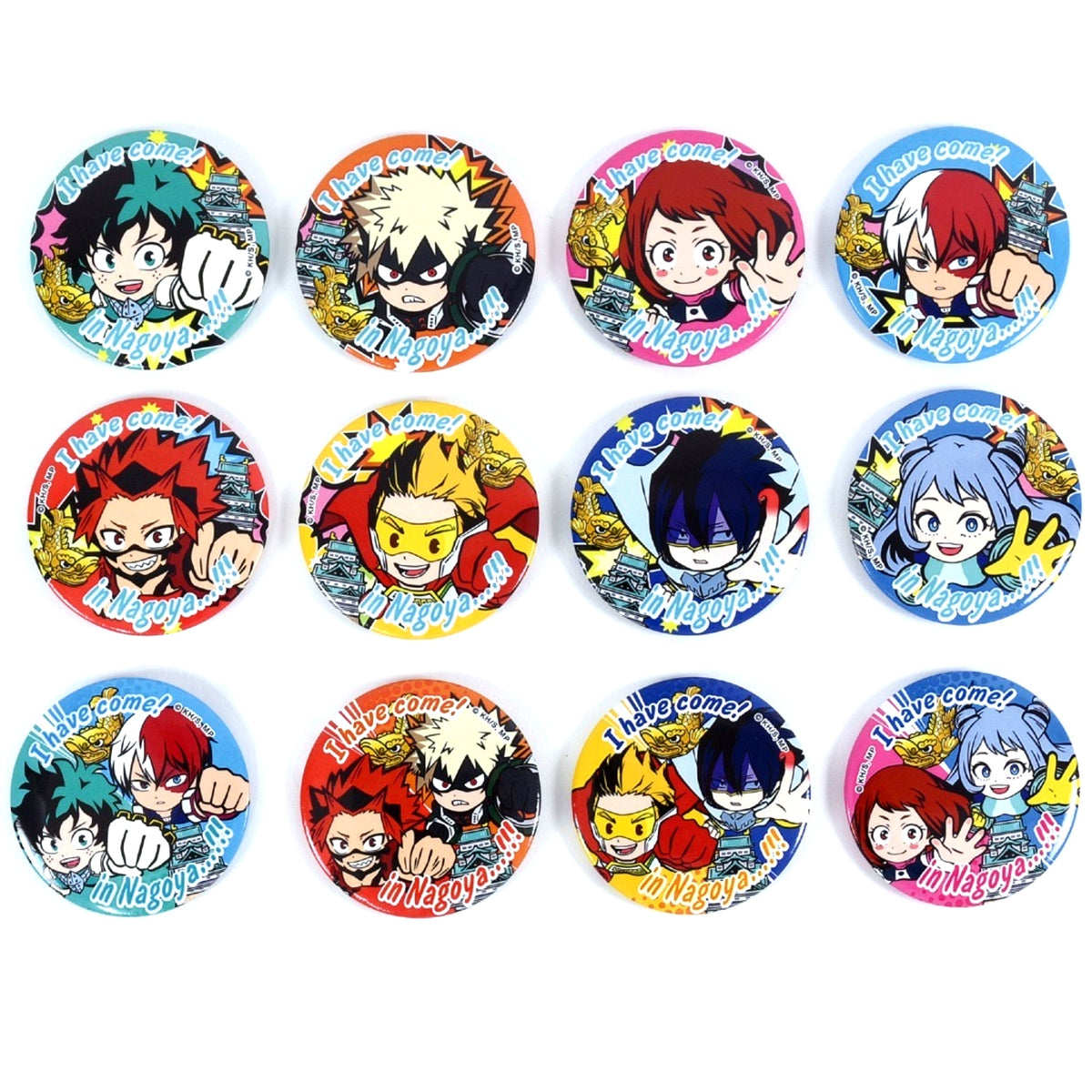 Set of 12 My Hero Academia Nagoya Dispatch Edition Golden Shachihoko Button [USED]