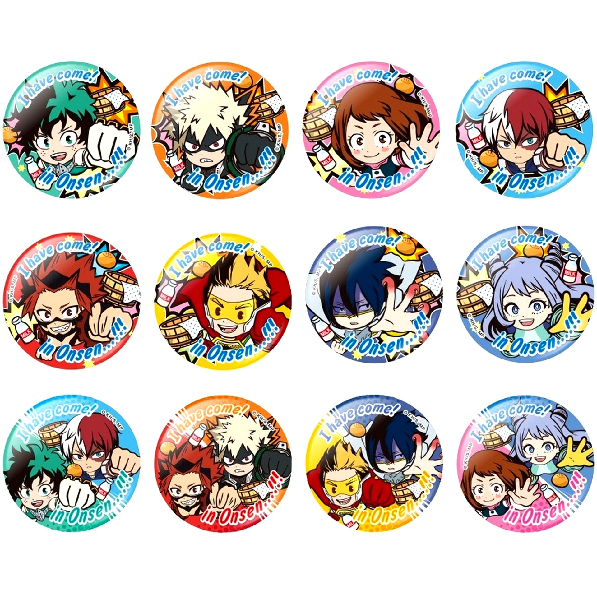 Set of 12 My Hero Academia Hot Springs Dispatch Edition Button [USED]
