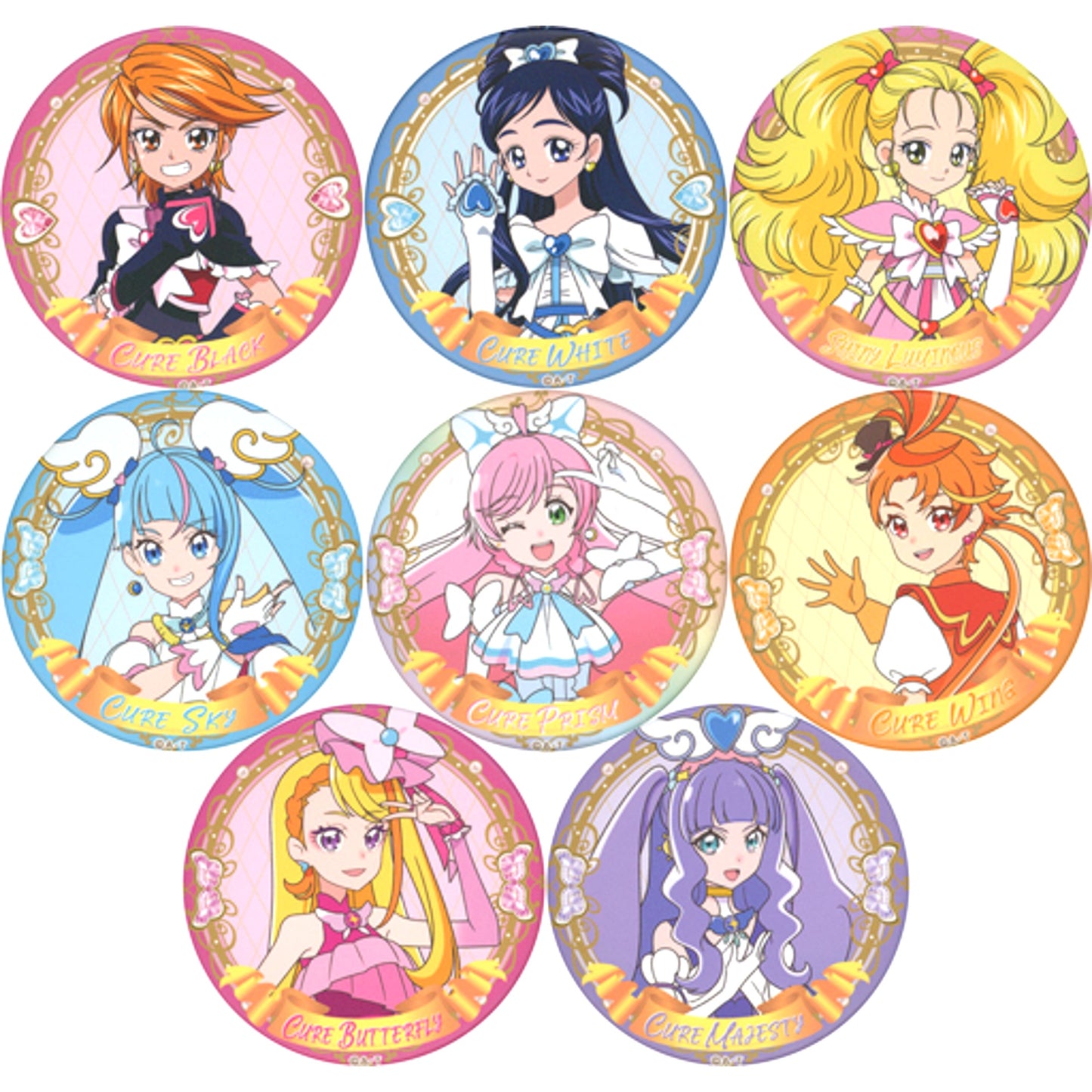 Set of 8 Precure 20th Anniversary Badge Lawson Limited [USED]