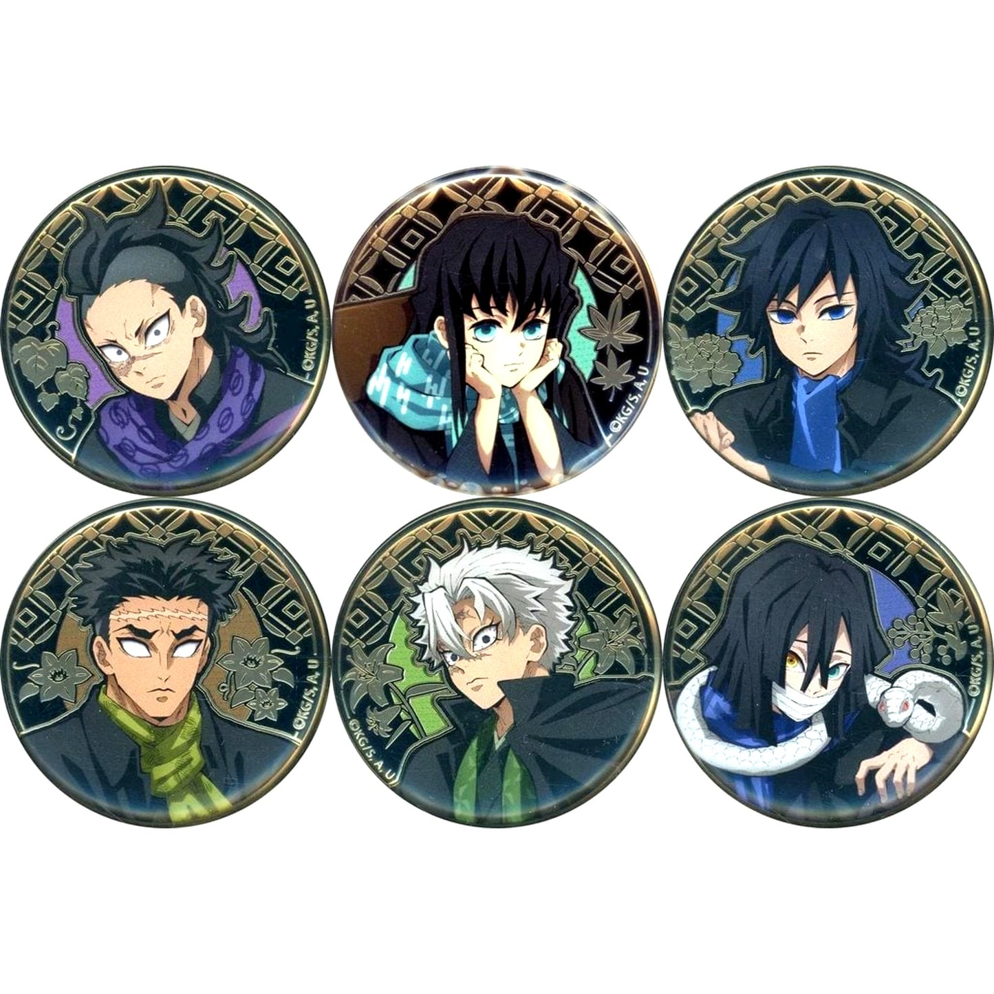 Set of 6 Demon Slayer: Kimetsu no Yaiba Relief Metal Button Animate Girls Festival 2023 [USED]