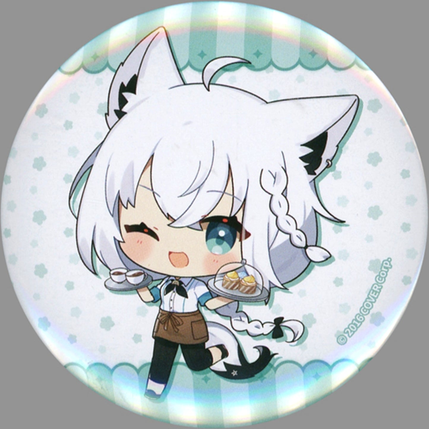 Shirakami Fubuki Hololive Cafe Mini Character Trading Button Shirakami Fubuki x TOWER RECORDS CAFE Fubuki Cafe [USED]