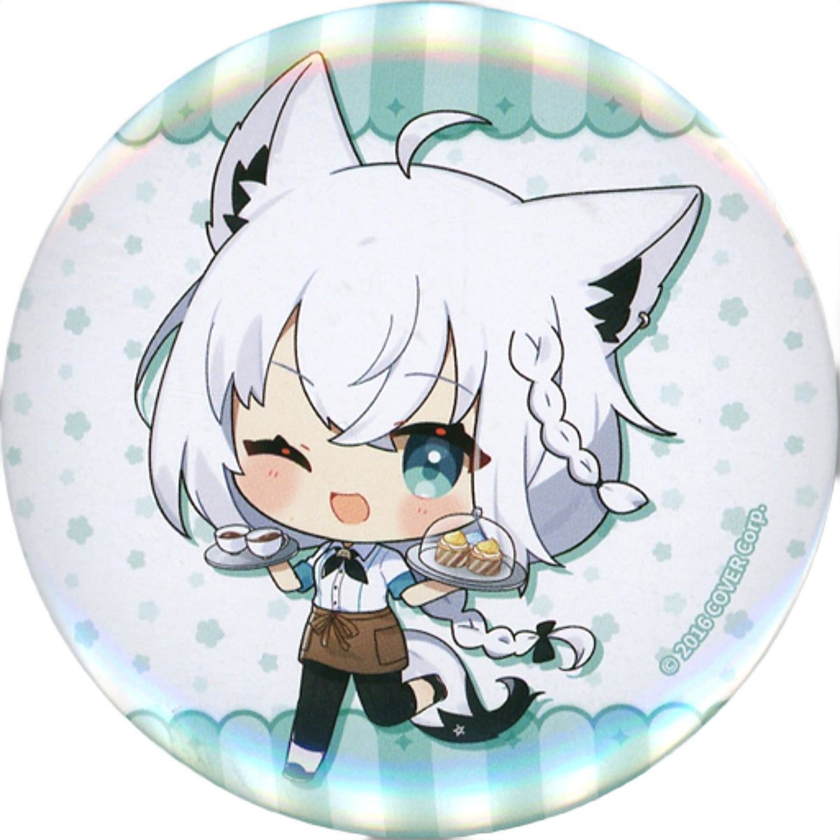 Shirakami Fubuki Hololive Cafe Mini Character Trading Button Shirakami Fubuki x TOWER RECORDS CAFE Fubuki Cafe [USED]