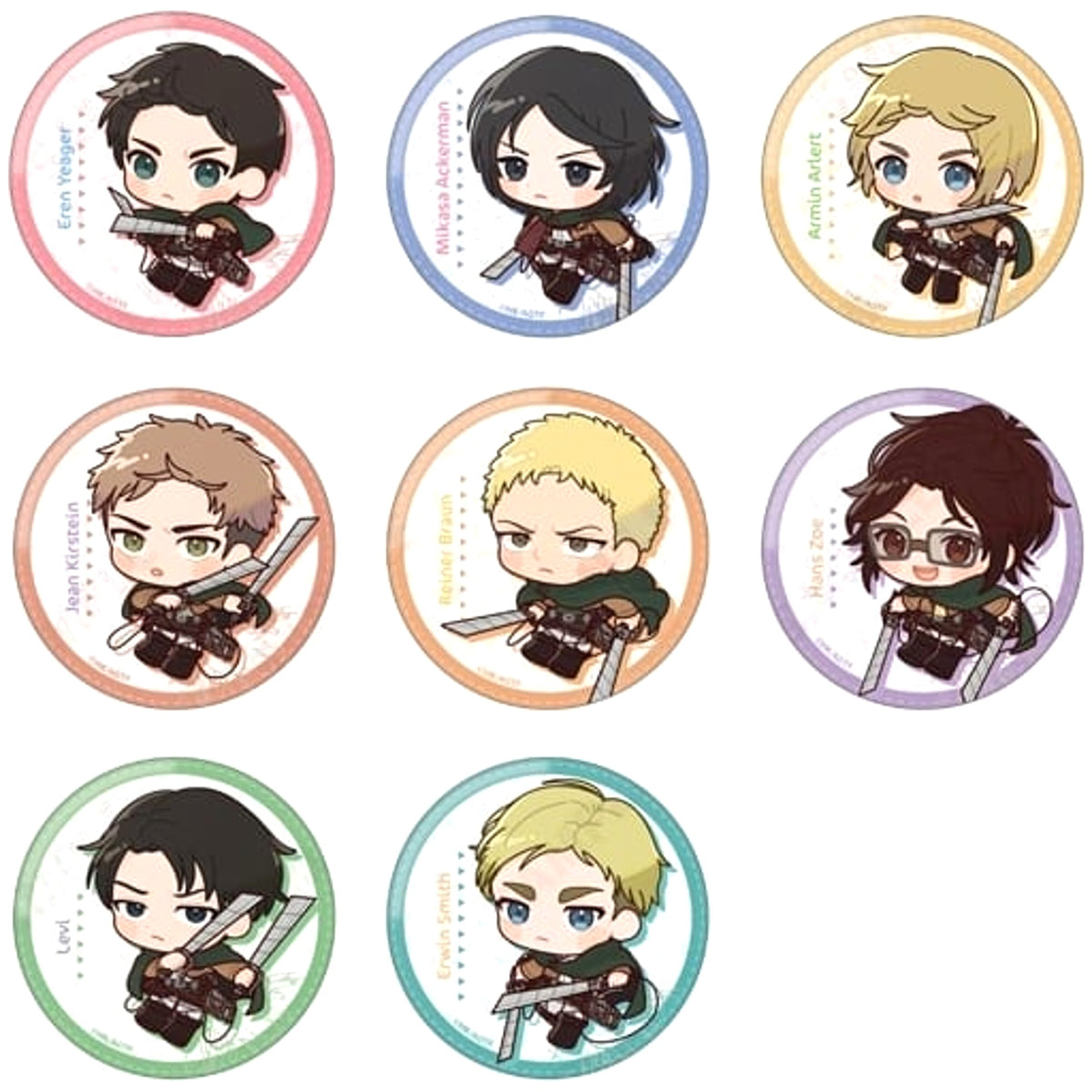 Attack on Titan Ellen Yeager & Others Trading Can Badge Dekopachi! All 8 Types Set Buttons [USED]