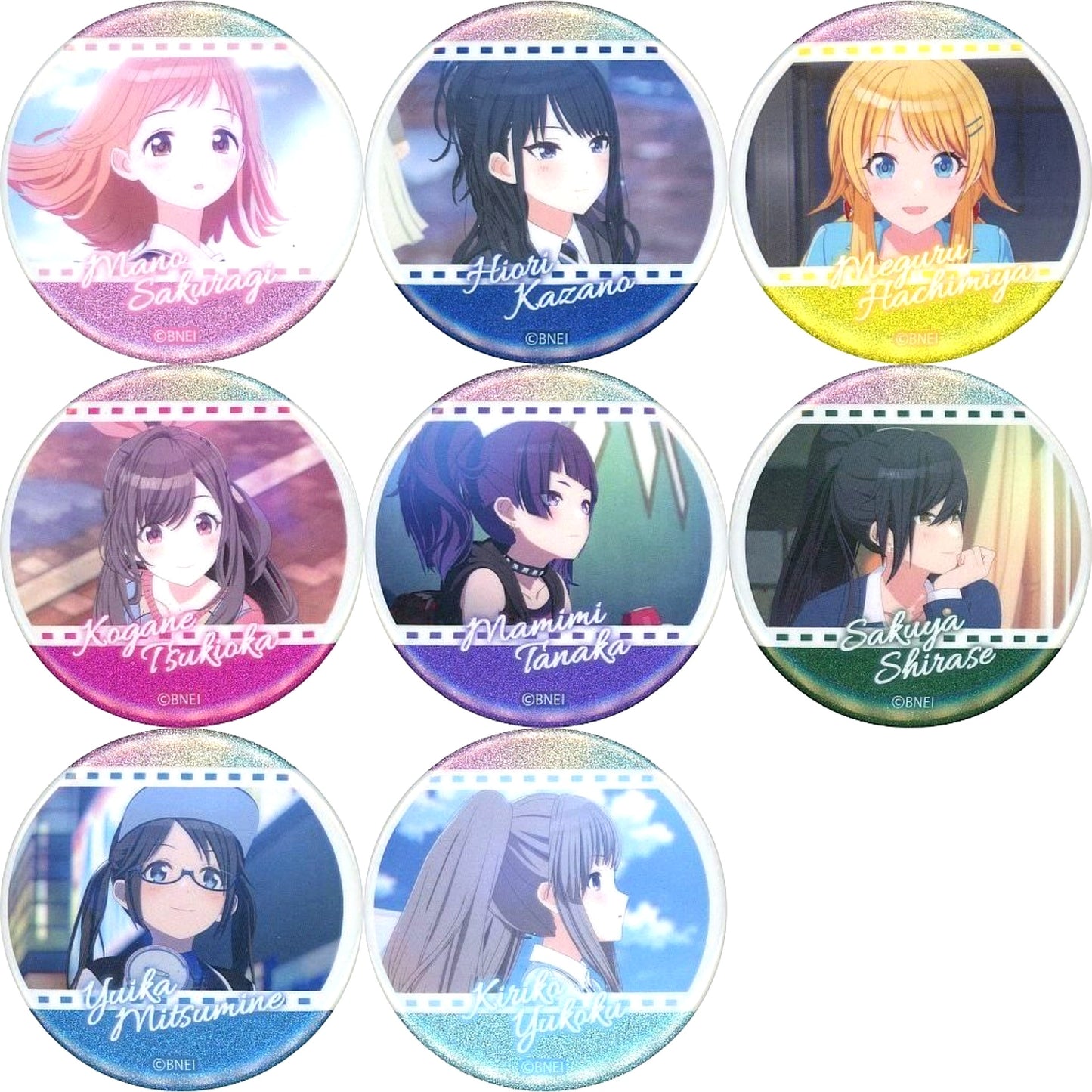 Set of 8 The Idolmaster Shiny Colors Trading Glitter Badge Vol. 1 [USED]