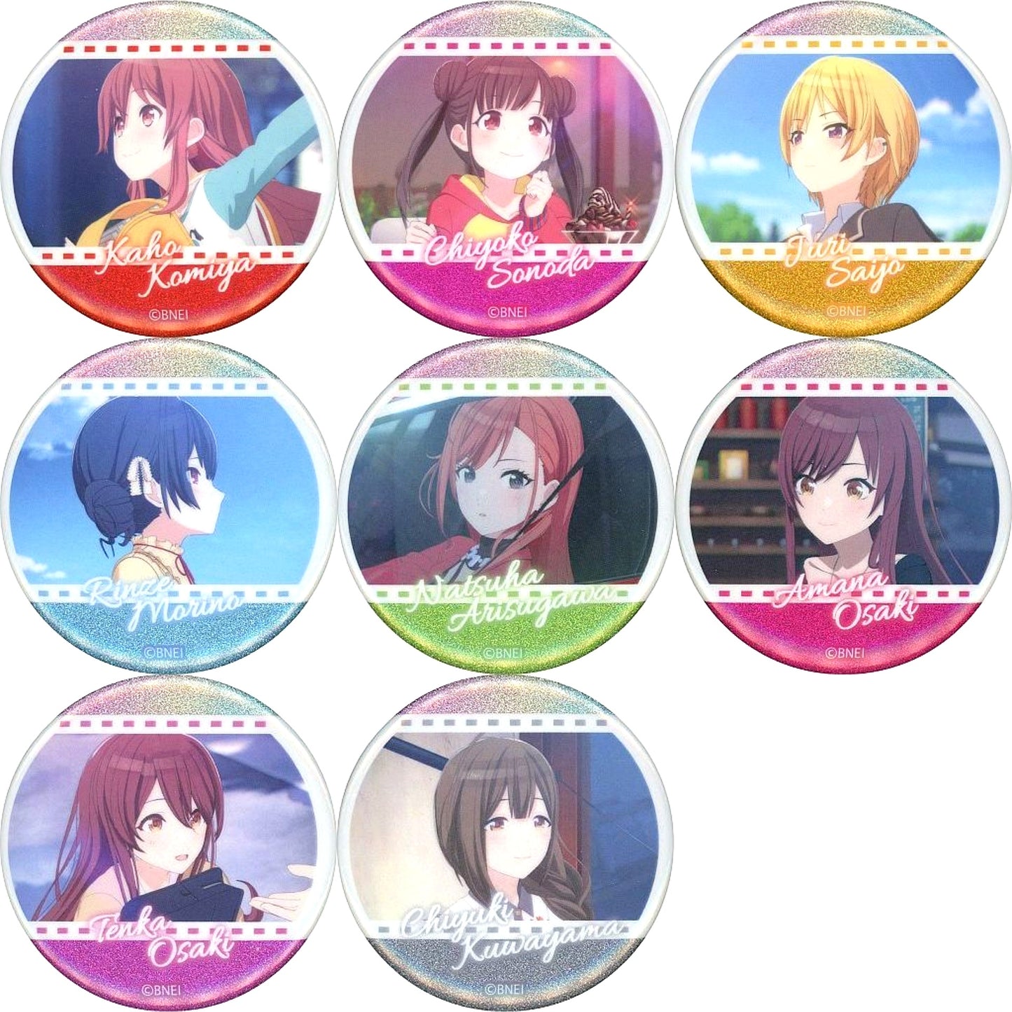 Set of 8 The Idolmaster Shiny Colors Trading Glitter Badge Vol. 2 [USED]
