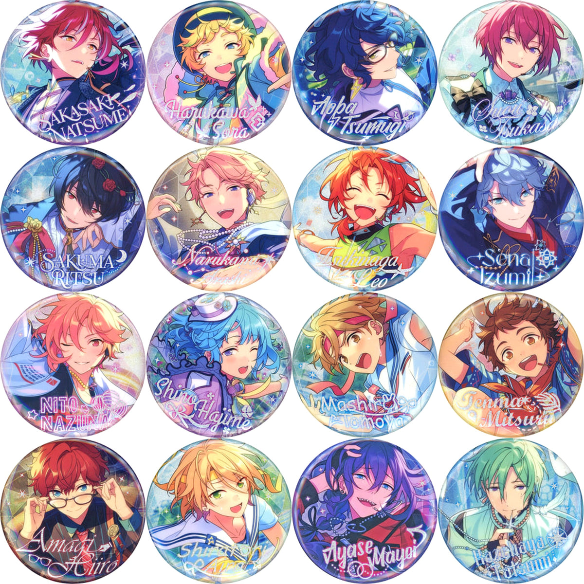 Ensemble Stars!! Natsume Sakasaki & Others Senyo Tin Badge Group B China Limited All 16 Types Set Buttons [USED]