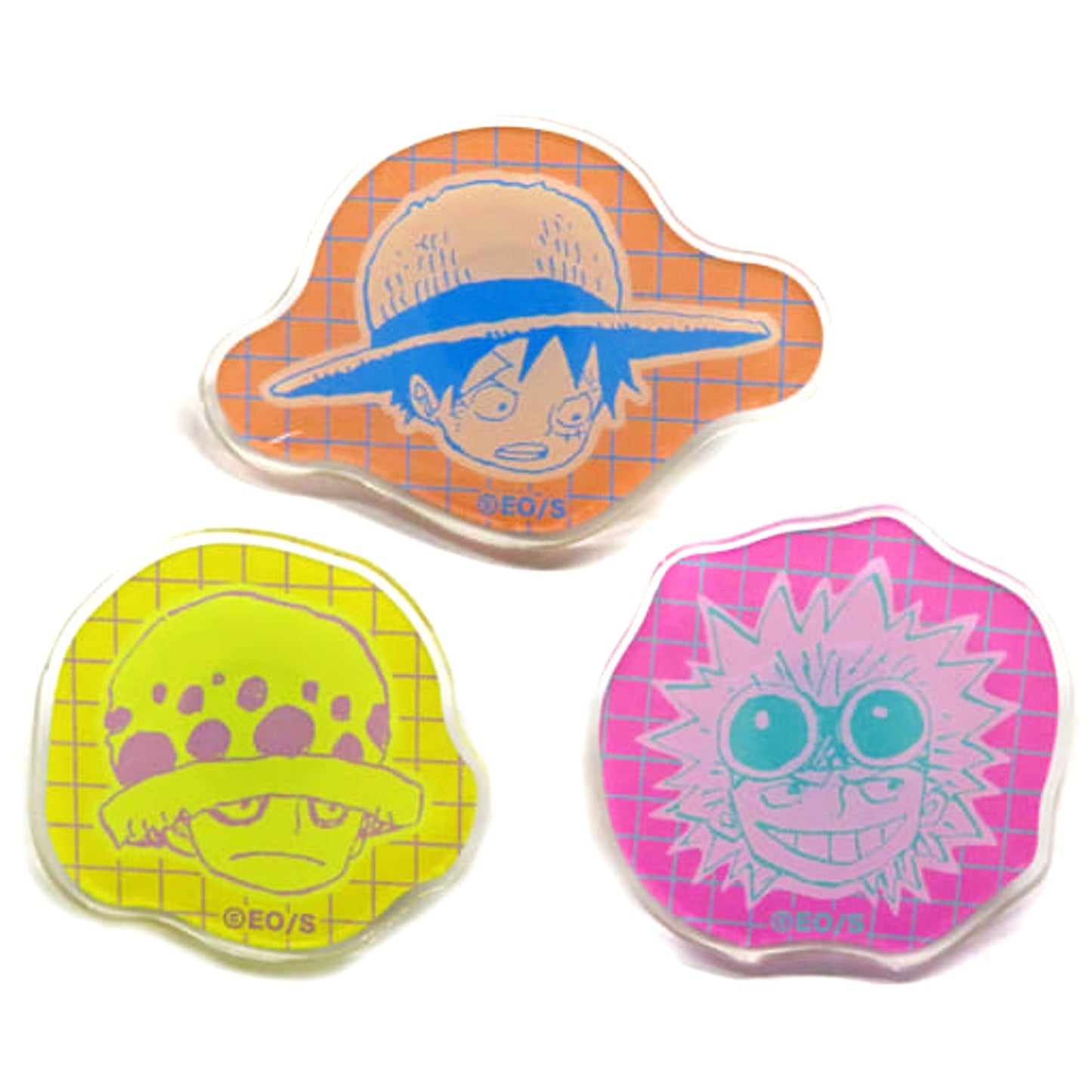 Monkey D. Luffy Trafalgar Law Eustace Kid One Piece Set of 3 Acrylic Mini Badge [USED]
