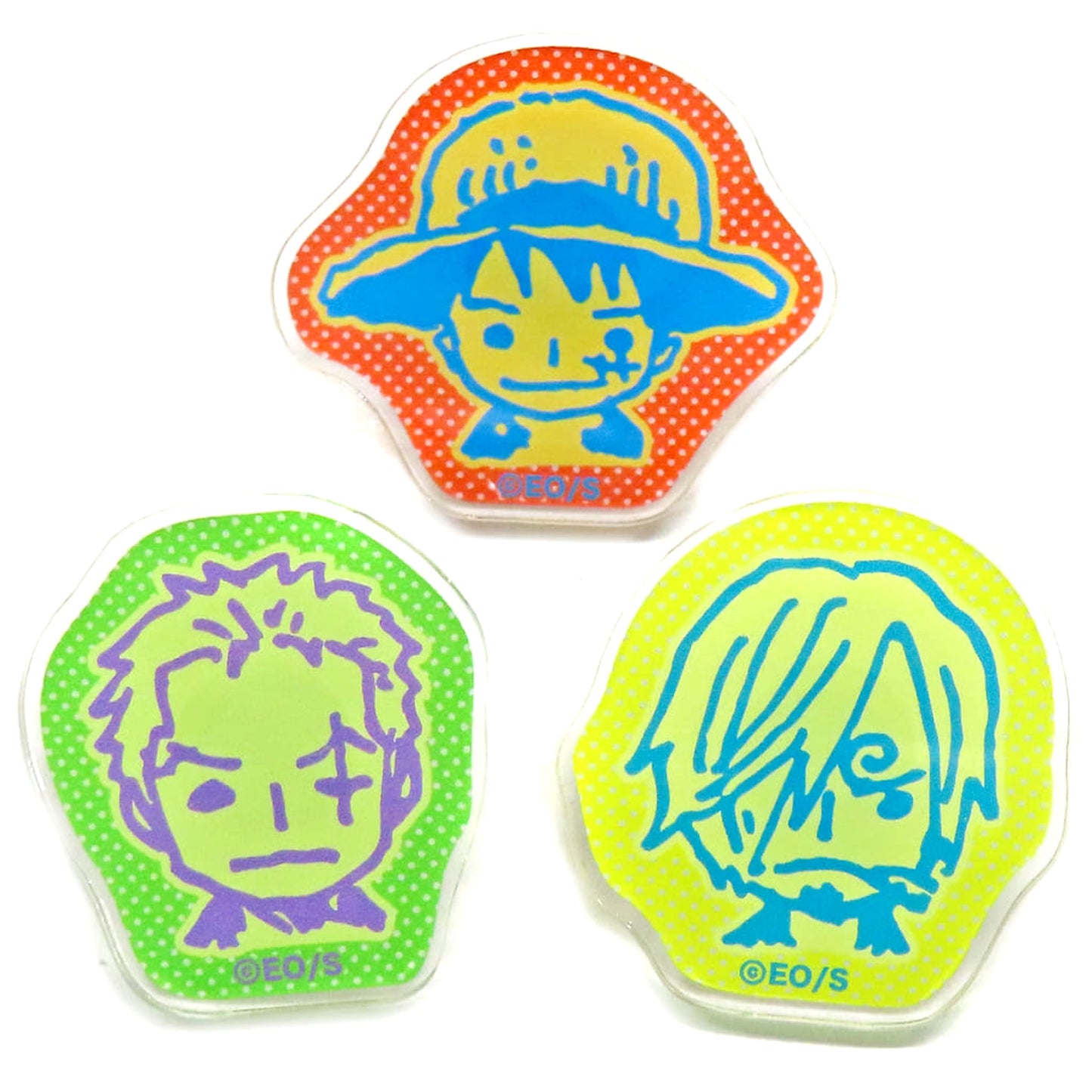 Monkey D. Luffy Roronoa Zoro Sanji One Piece Set of 3 Acrylic Mini Badge [USED]