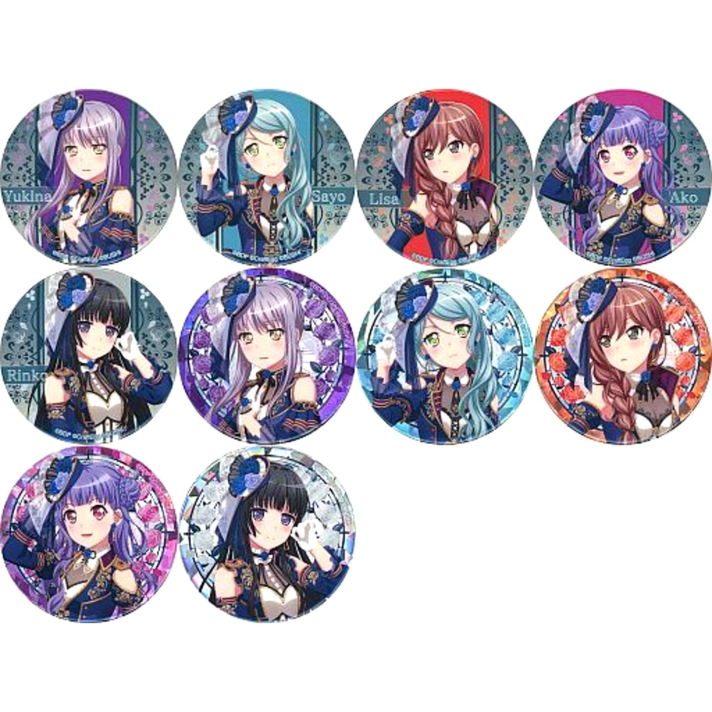 Set of 10 BanG Dream! Girls Band Party! Roselia Solo Live Episode of Roselia Trading Button [USED]