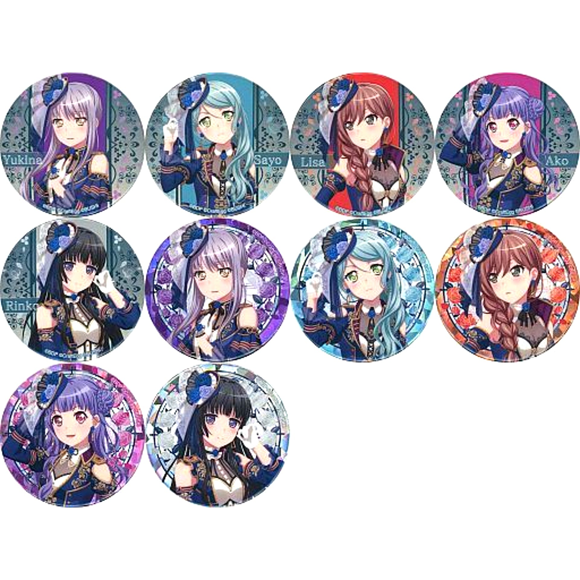 Set of 10 BanG Dream! Girls Band Party! Roselia Solo Live Episode of Roselia Trading Button [USED]