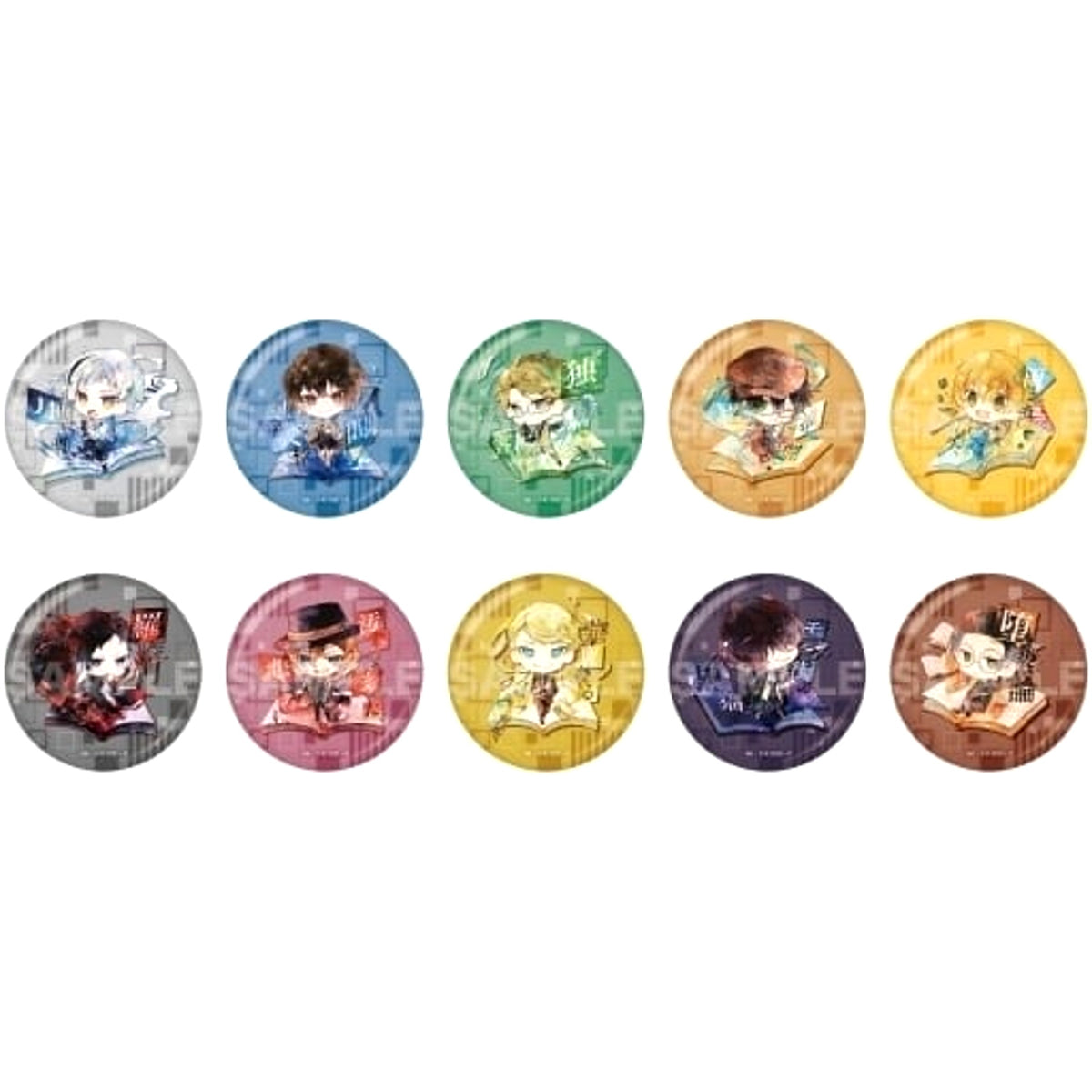 Bungo Stray Dogs Osamu Dazai & Others Metallic Can Badge 01 All 10 Types Set Buttons [USED]