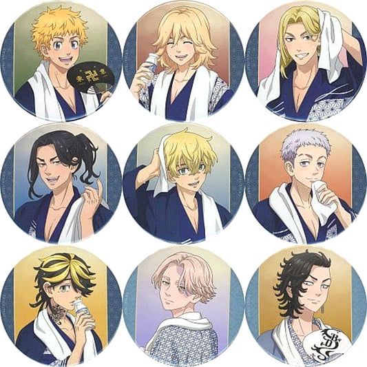 Chifuyu Matsuno & Others Tokyo Revengers All 9 Types Set Newly Drawn Illustration Hot Spring Yukata Ver. One-Strike Button Collection with Winners [USED]