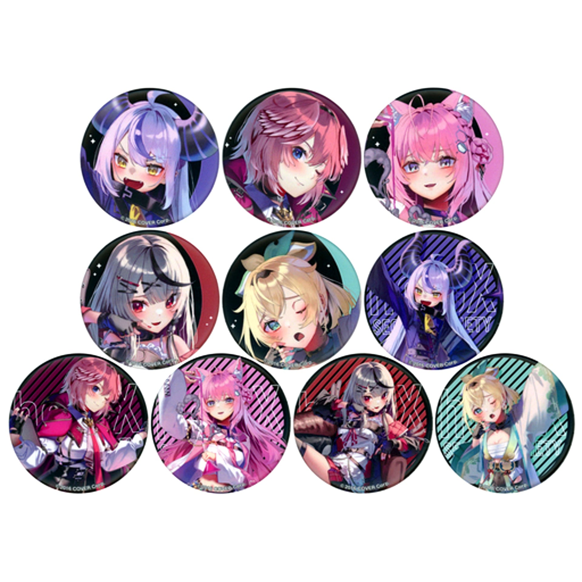 Set of 10 Virtual YouTuber Hololive holoX Animate Conquest Fair & Only Shop 2023 Character Button Collection Secret Society holoX [USED]