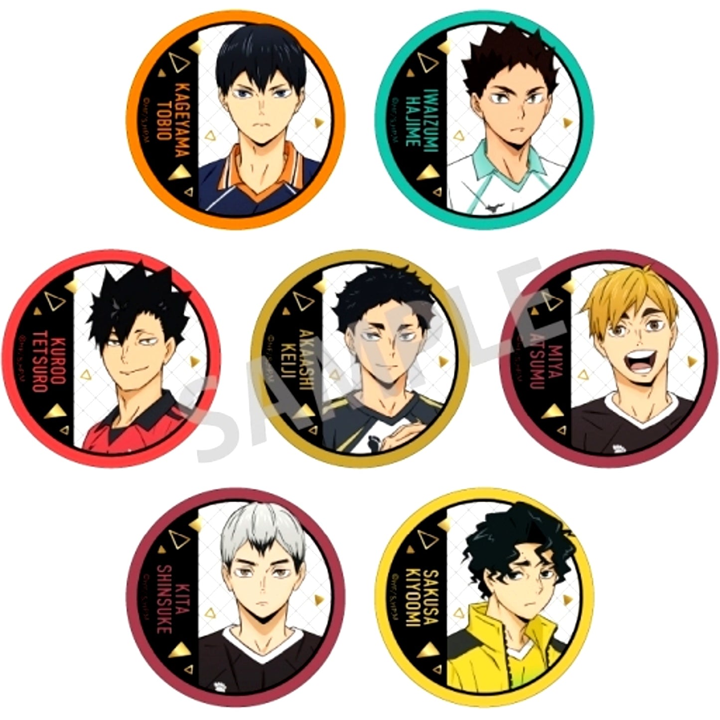 Set of 7 Haikyu!! Trading Foil Stamped Button B [USED]