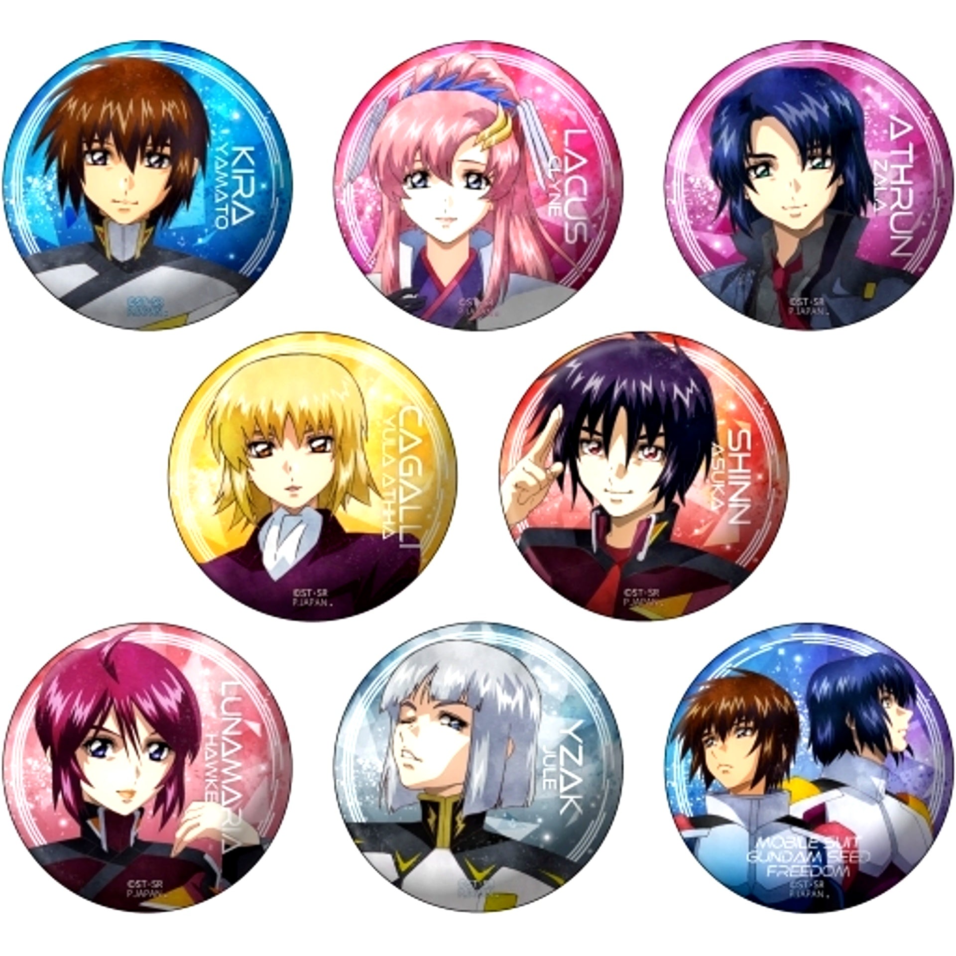 Set of 8 Mobile Suit Gundam SEED FREEDOM Wet Color Series Can Badge [USED]